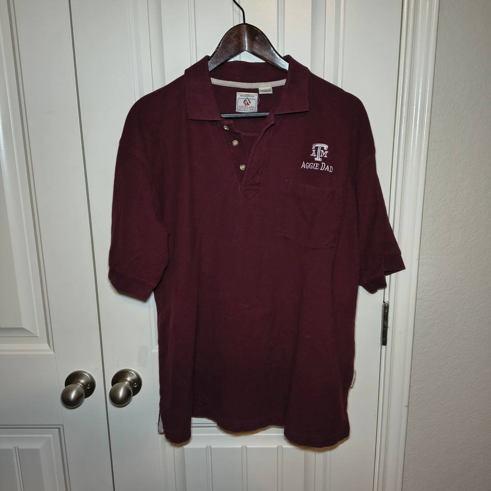 Aggieland Outfitters Texas A&M Aggie Dad Polo Shirt Maroon Mens Medium Cotton